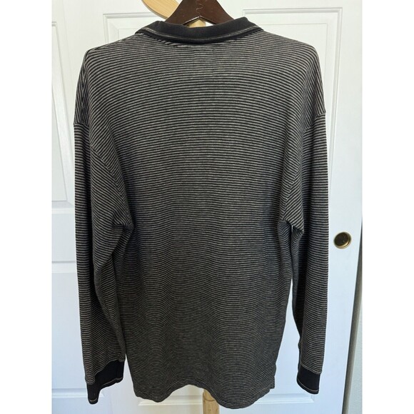 Vintage Barnes Storm Men’s Long Sleeve Sweater Size L Balck & Grey Stripe - Picture 2 of 8